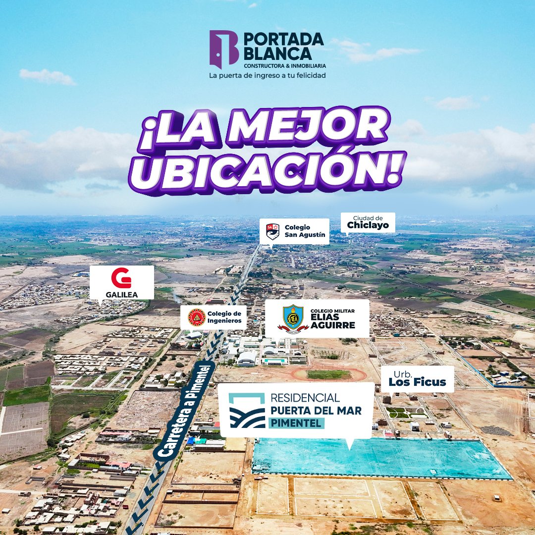 Mapa de ubicación de Residencial Puerta del Mar en la carretera Chiclayo – Pimentel