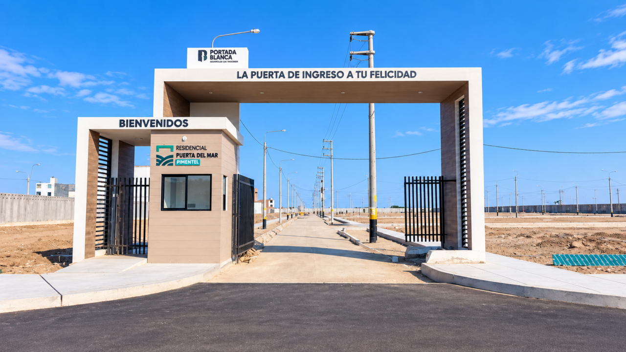 Pórtico de ingreso Puerta del Mar - Lotes urbanizados